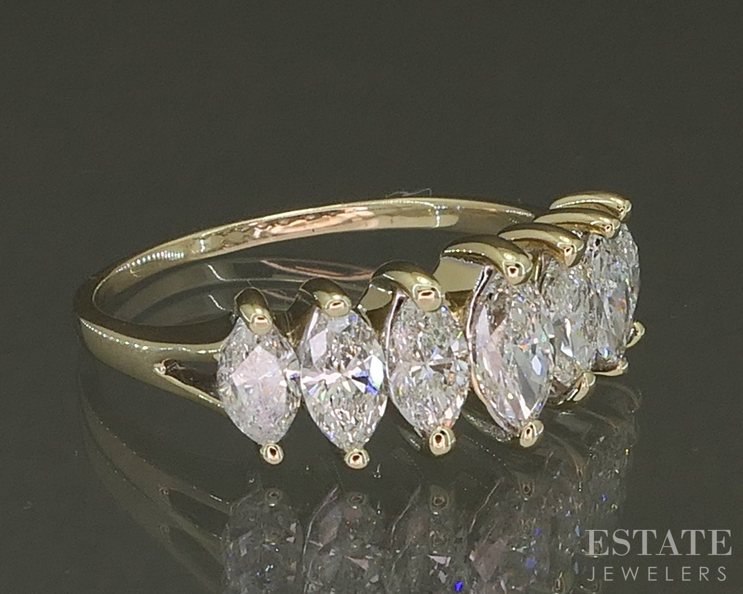 14k Yellow Gold Marquise Natural 1ctw Diamond Ladies Band Ring 3.8g p25914b