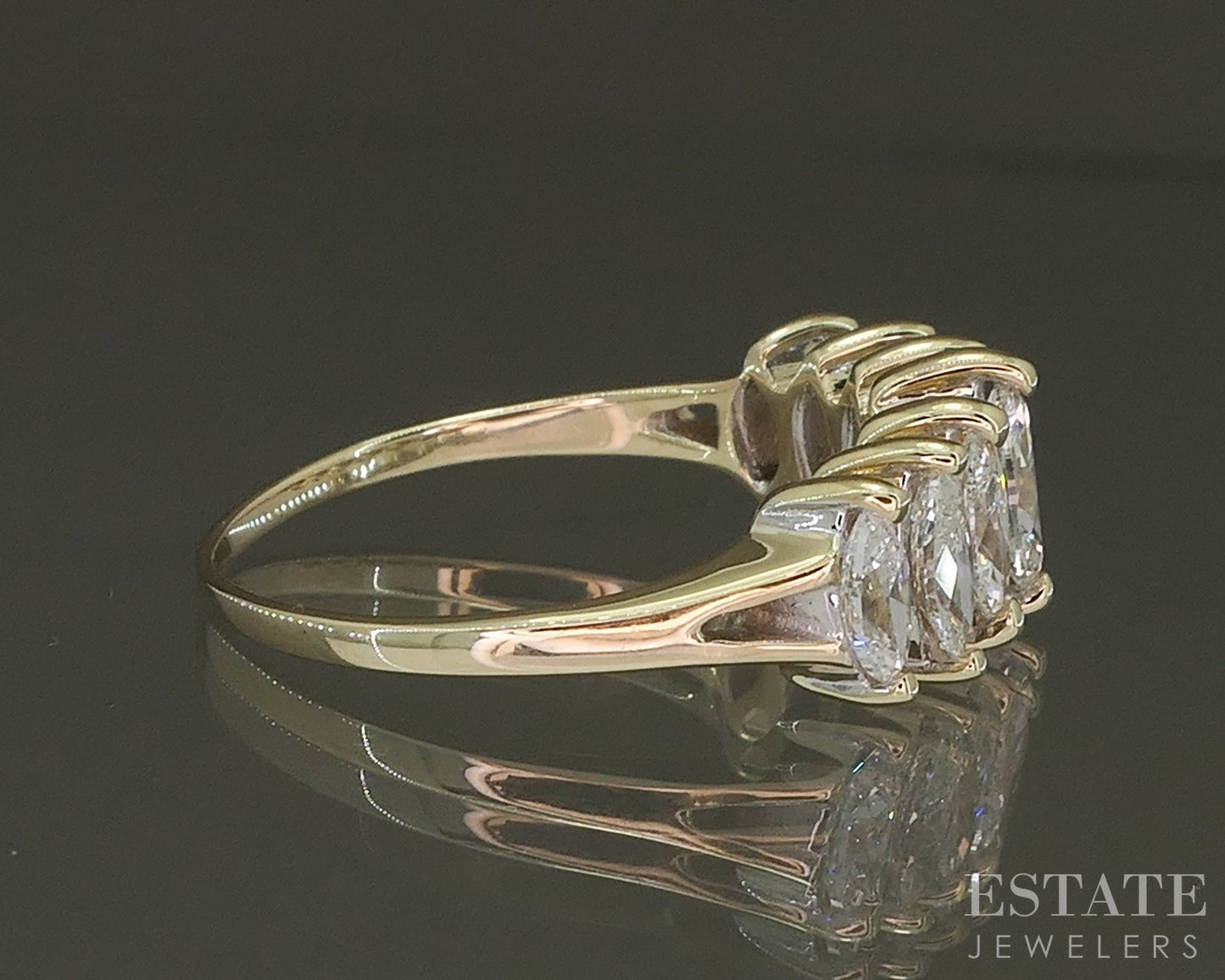 14k Yellow Gold Marquise Natural 1ctw Diamond Ladies Band Ring 3.8g p25914b