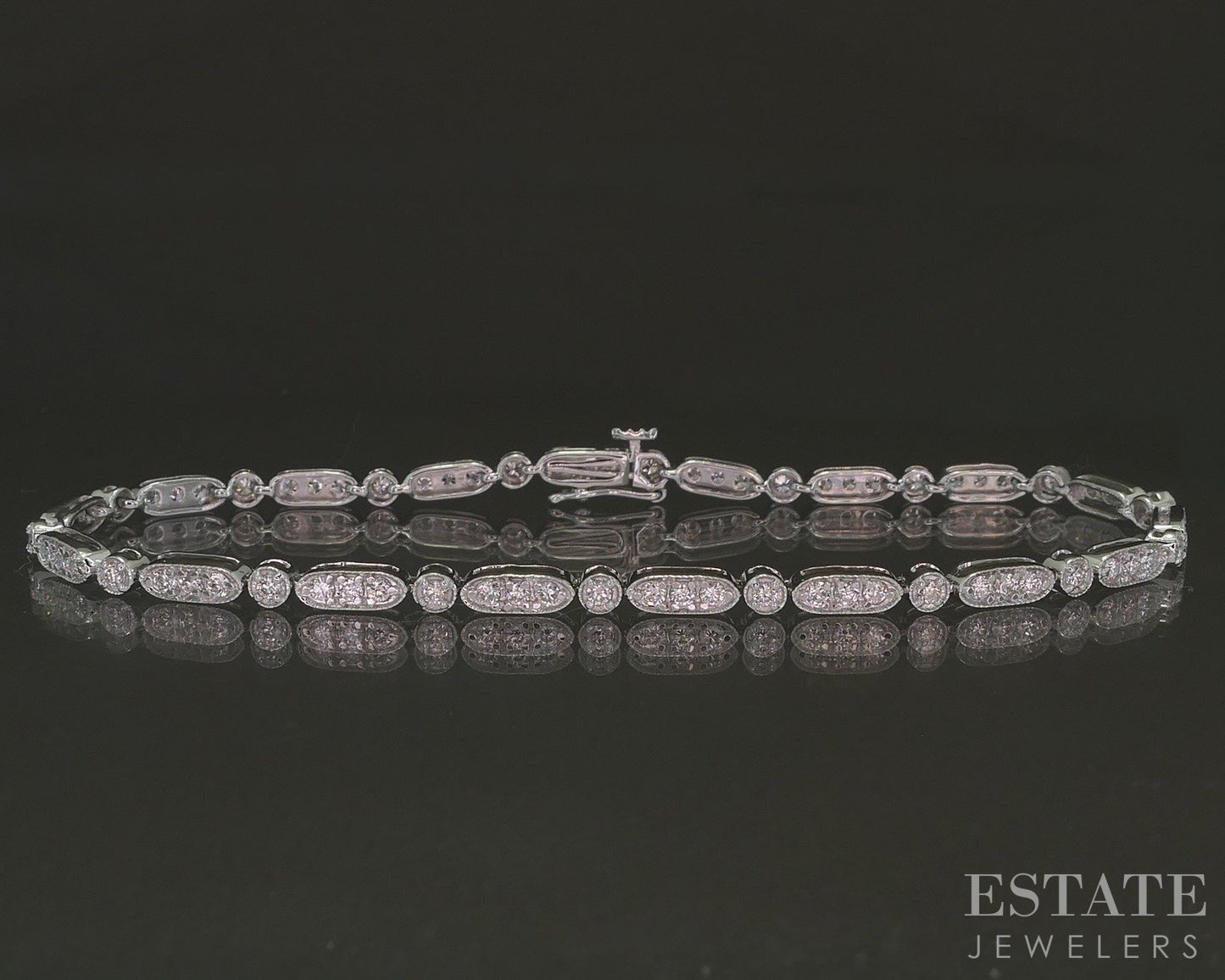14k White Gold Lab Created 1.00ctw Diamond Ladies Tennis Bracelet 5.5g p26783b