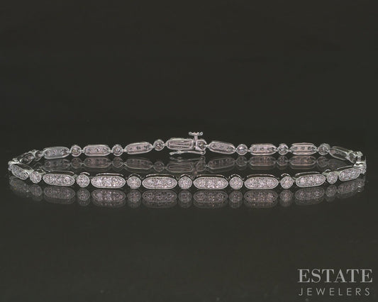 14k White Gold Lab Created 1.00ctw Diamond Ladies Tennis Bracelet 5.5g p26783b