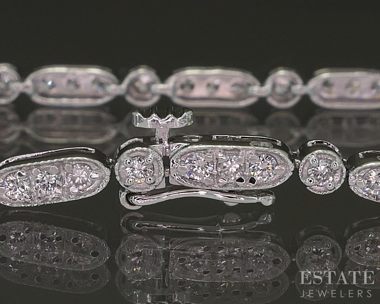 14k White Gold Lab Created 1.00ctw Diamond Ladies Tennis Bracelet 5.5g p26783b