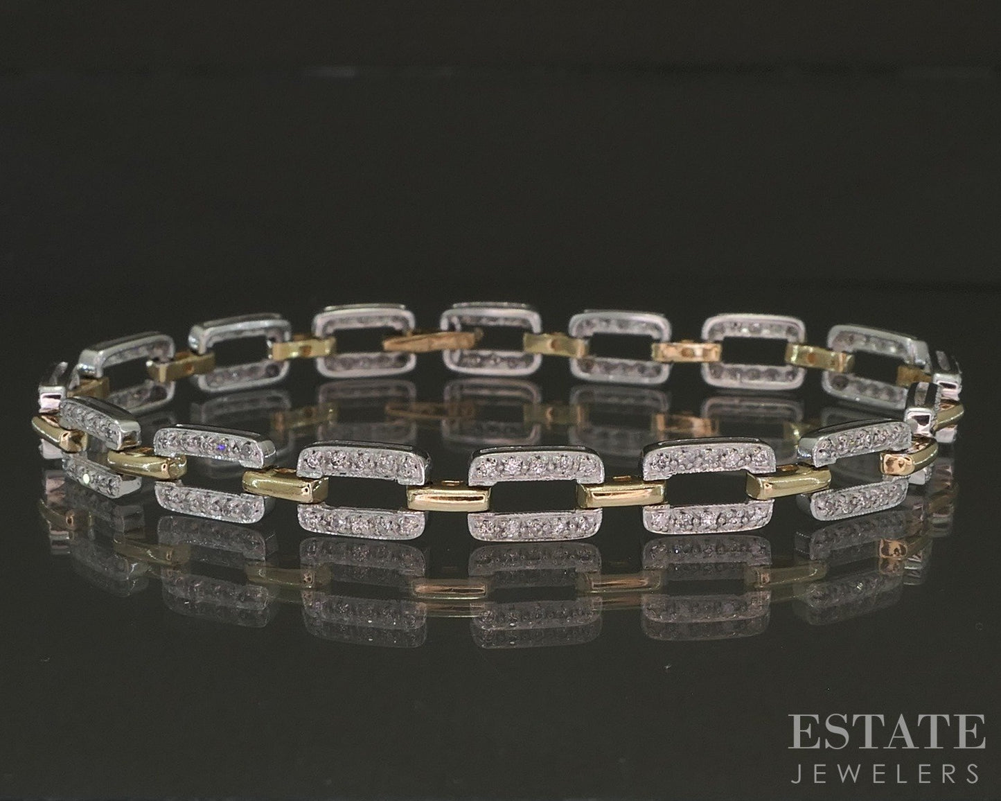 14k Two Tone Gold Natural .50ctw Diamond Tennis Bracelet 11.1g 7.25"L p26595b