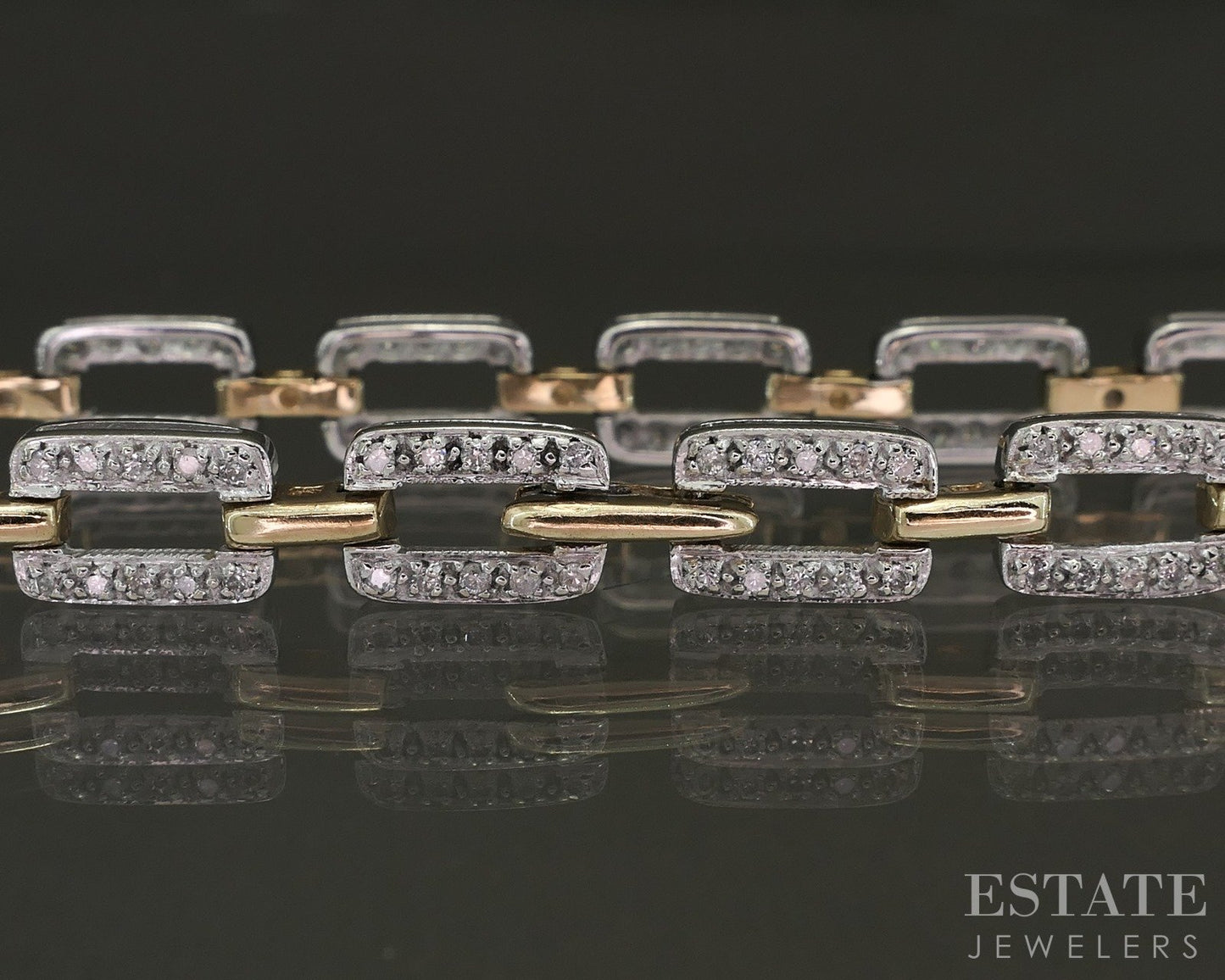 14k Two Tone Gold Natural .50ctw Diamond Tennis Bracelet 11.1g 7.25"L p26595b