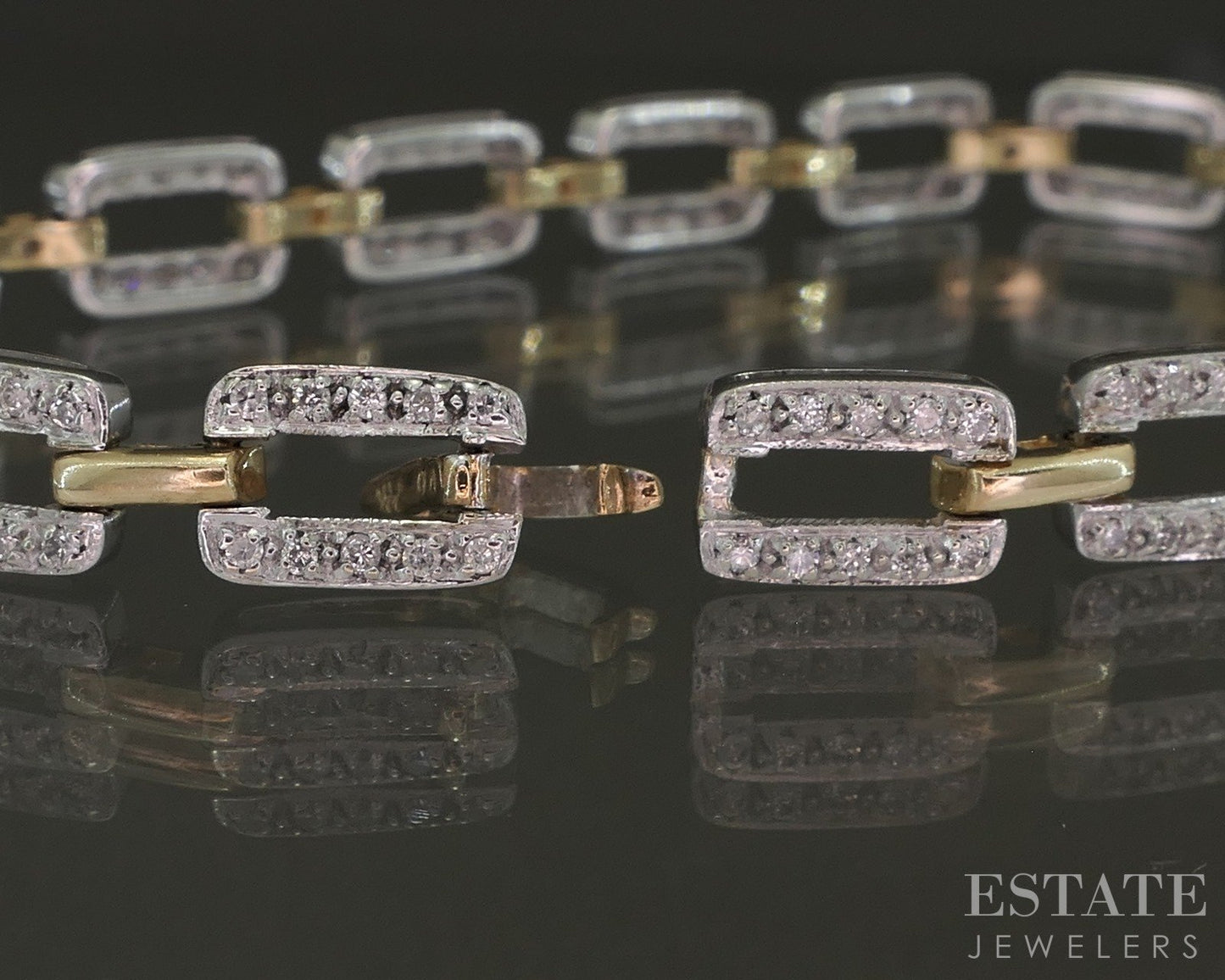 14k Two Tone Gold Natural .50ctw Diamond Tennis Bracelet 11.1g 7.25"L p26595b