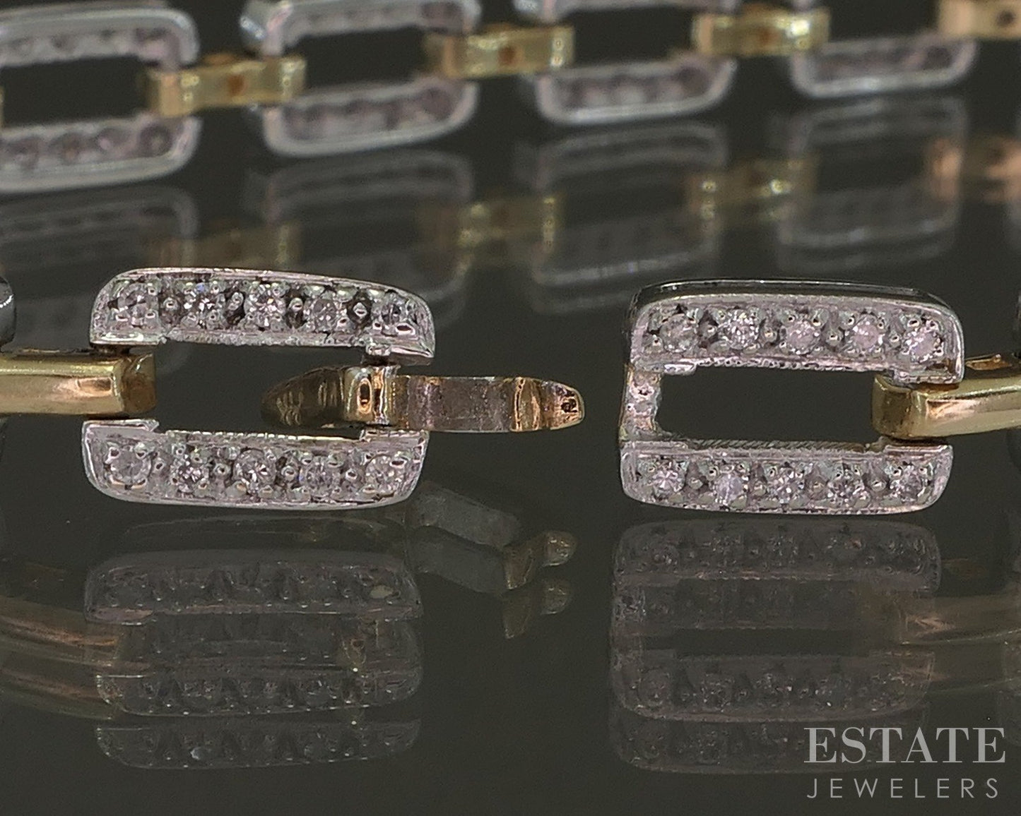 14k Two Tone Gold Natural .50ctw Diamond Tennis Bracelet 11.1g 7.25"L p26595b