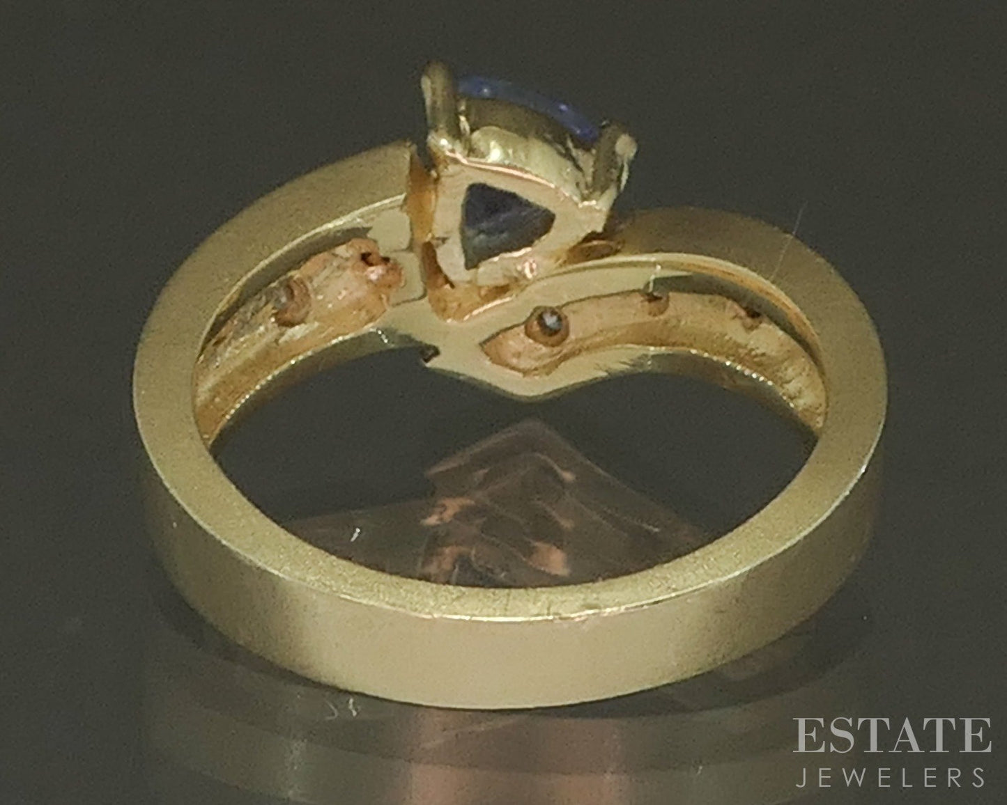 14k Yellow Gold Natural Tanzanite & Diamond Ladies Bypass Ring 5.8g p27199b