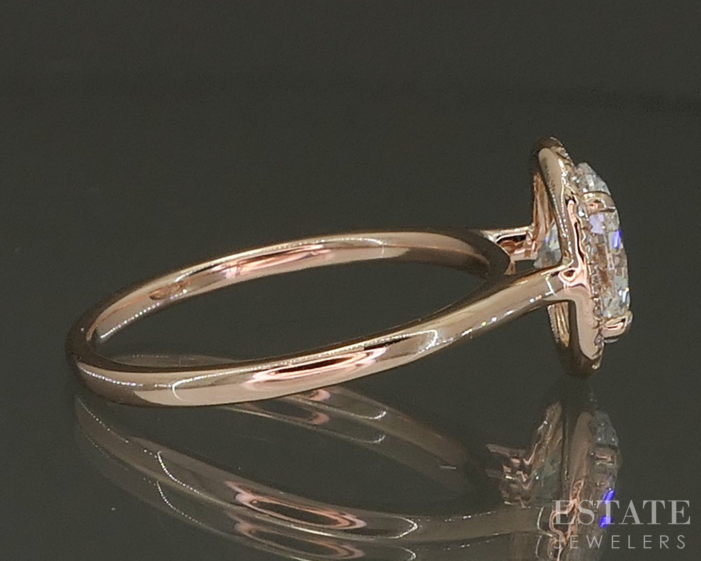 14k Rose Gold IGI Oval Lab Created .97ct Diamond Engagement Ring 2.3g p26279b