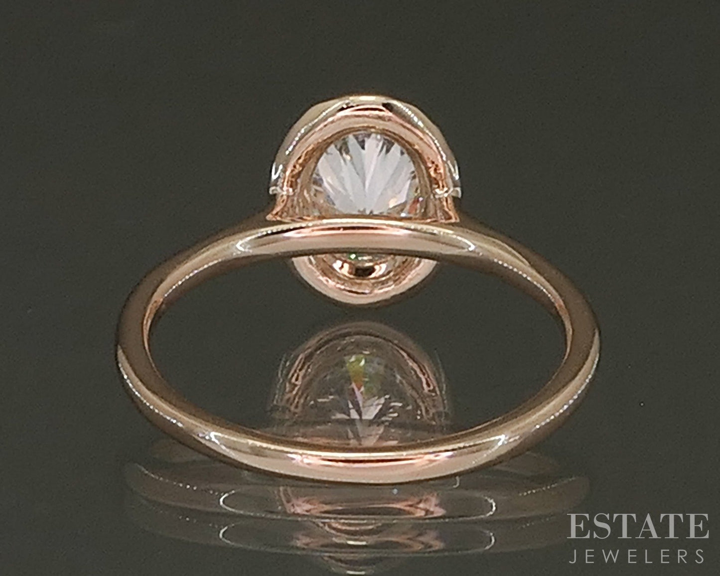 14k Rose Gold IGI Oval Lab Created .97ct Diamond Engagement Ring 2.3g p26279b