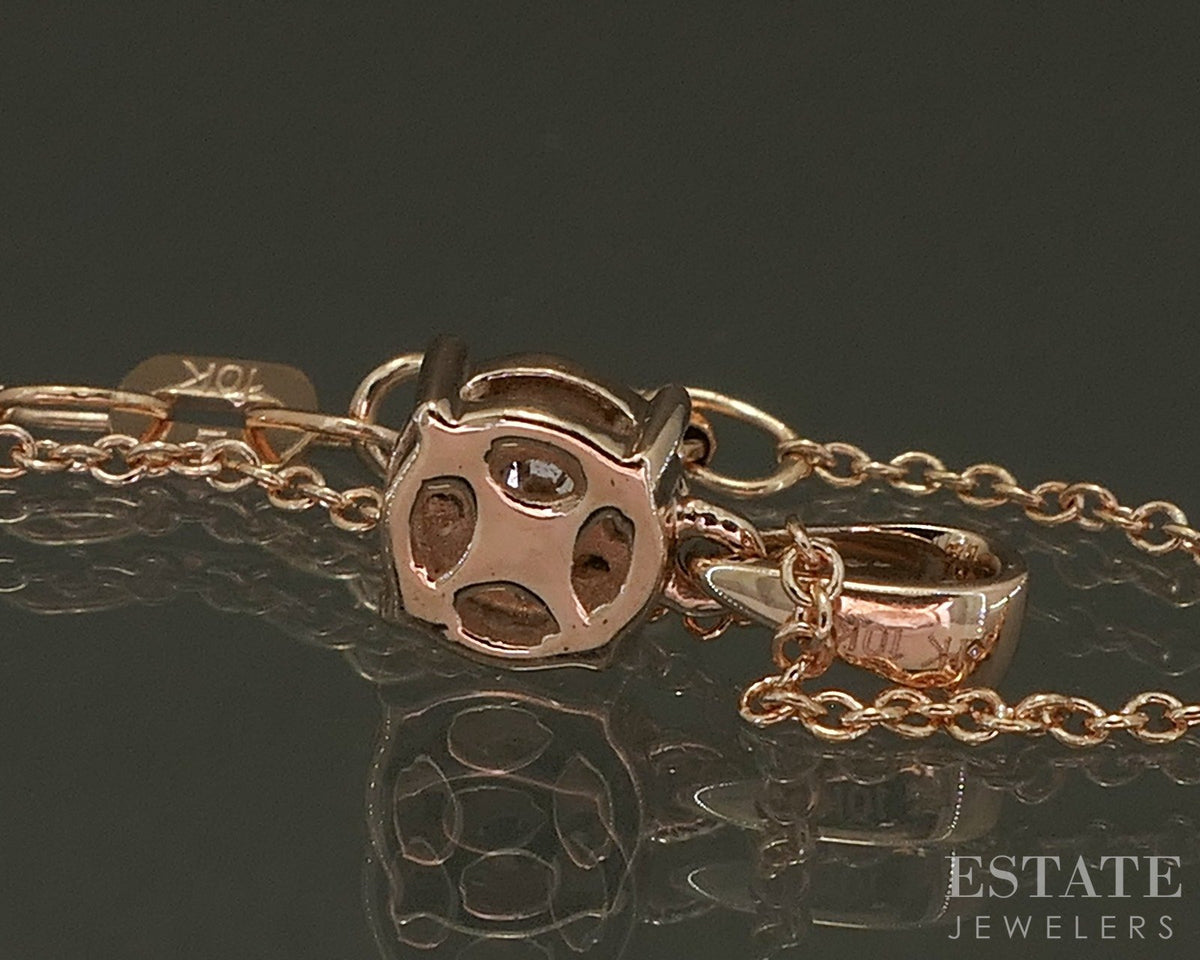10k Rose Gold Natural .12ctw Diamond Cluster Ladies Necklace 1.6g 18"L p26302b