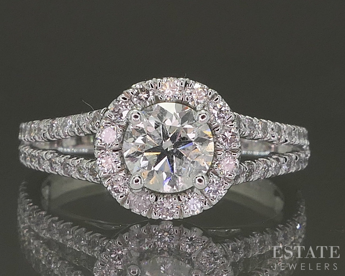 14k White Gold IGI Round Natural 1.20ctw Diamond Engagement Ring 3.2g p18359b