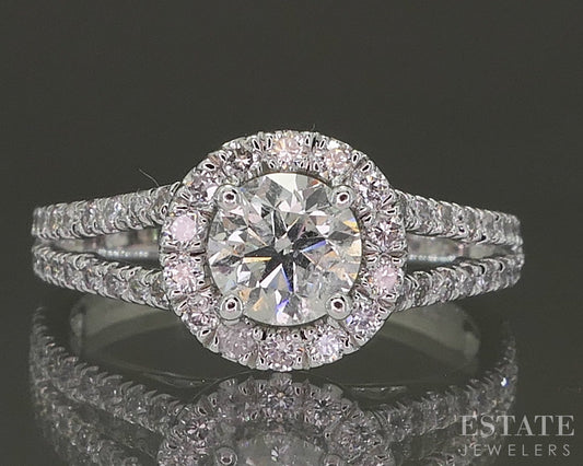 14k White Gold IGI Round Natural 1.20ctw Diamond Engagement Ring 3.2g p18359b