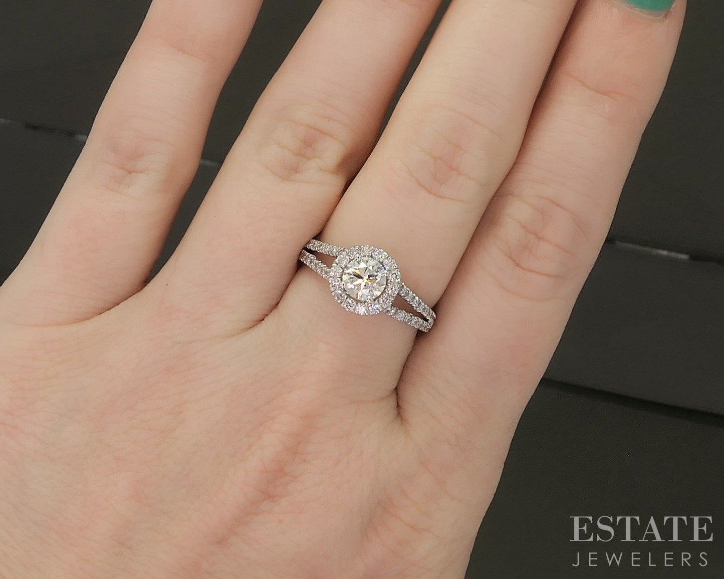 14k White Gold IGI Round Natural 1.20ctw Diamond Engagement Ring 3.2g p18359b