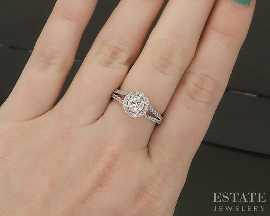 14k White Gold IGI Round Natural 1.20ctw Diamond Engagement Ring 3.2g p18359b