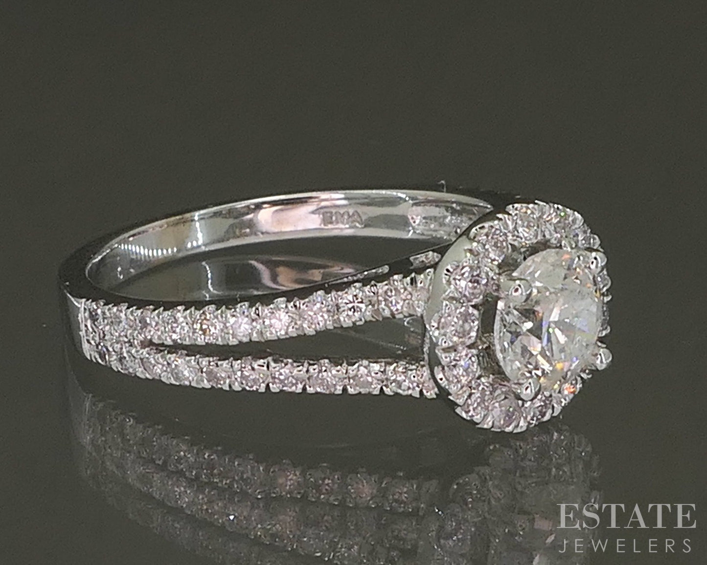 14k White Gold IGI Round Natural 1.20ctw Diamond Engagement Ring 3.2g p18359b