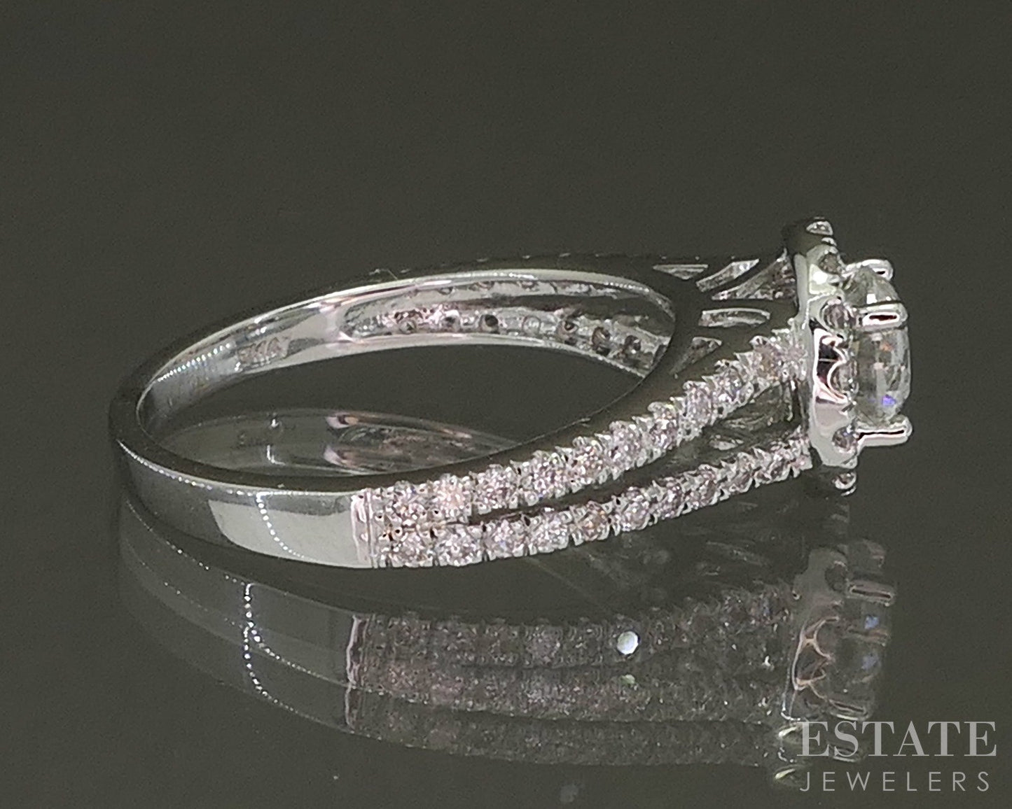14k White Gold IGI Round Natural 1.20ctw Diamond Engagement Ring 3.2g p18359b