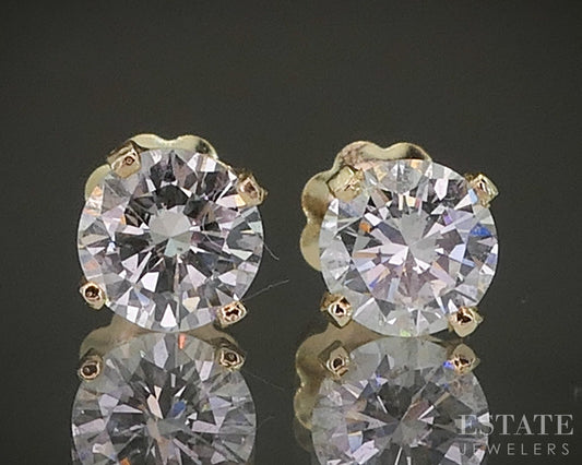 14k Yellow Gold Round Natural .60ctw Diamond Screw Back Earrings p25977b