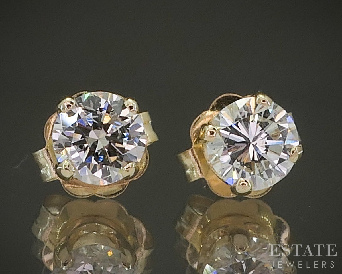 14k Yellow Gold Round Natural .40ctw Diamond Stud Earrings p27560b