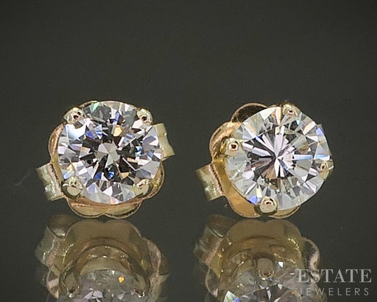 14k Yellow Gold Round Natural .40ctw Diamond Stud Earrings p27560b