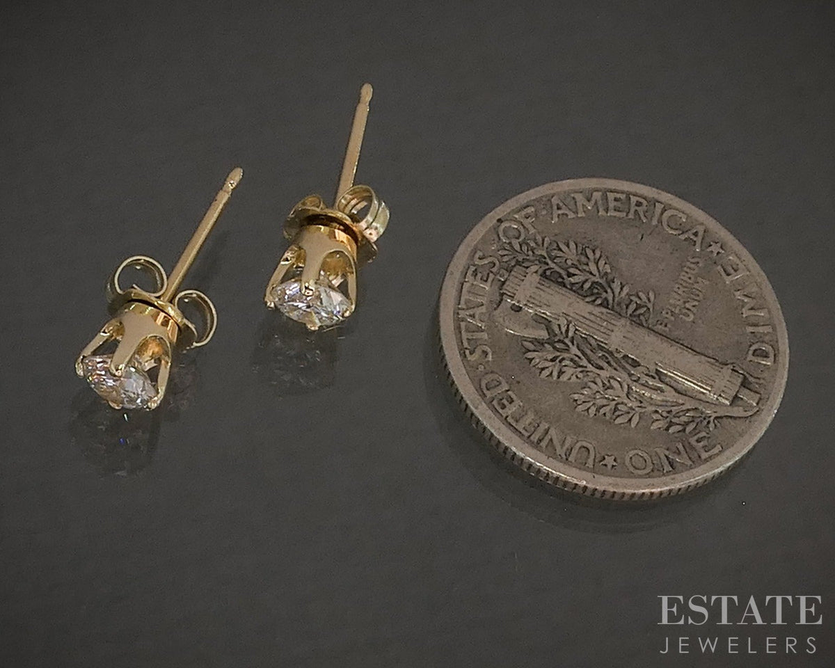 14k Yellow Gold Round Natural .40ctw Diamond Stud Earrings p27560b