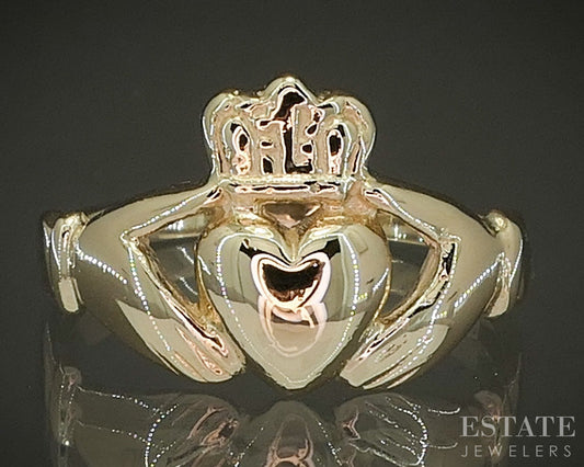 14k Yellow Gold Irish Claddagh Ladies Band Ring 2.8g p27276b