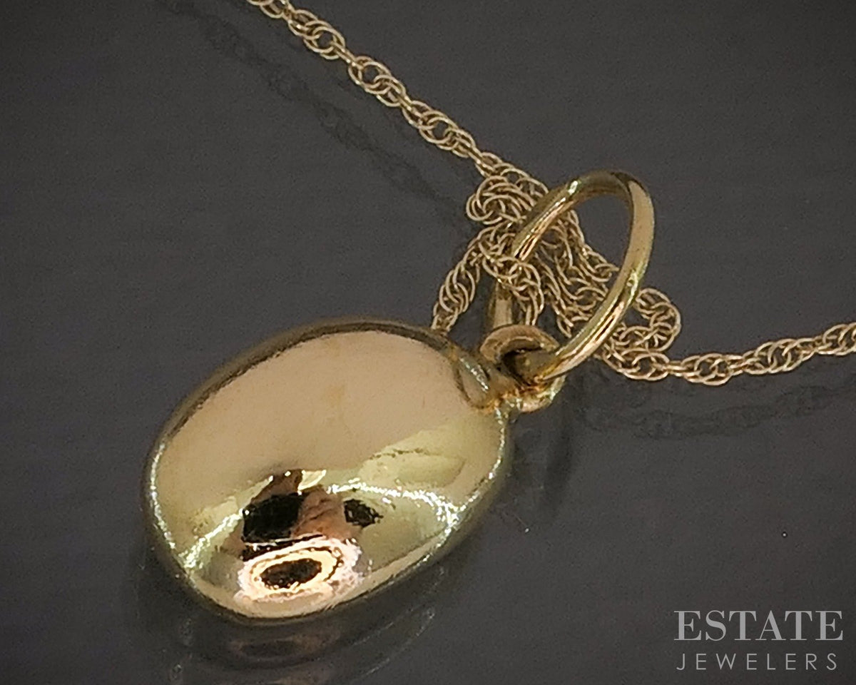 18k Yellow Gold Dimensional Coffee Bean Charm Necklace 1.4g p27497b
