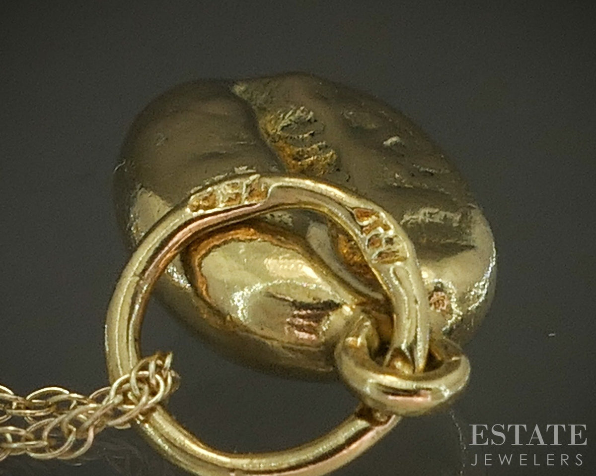 18k Yellow Gold Dimensional Coffee Bean Charm Necklace 1.4g p27497b