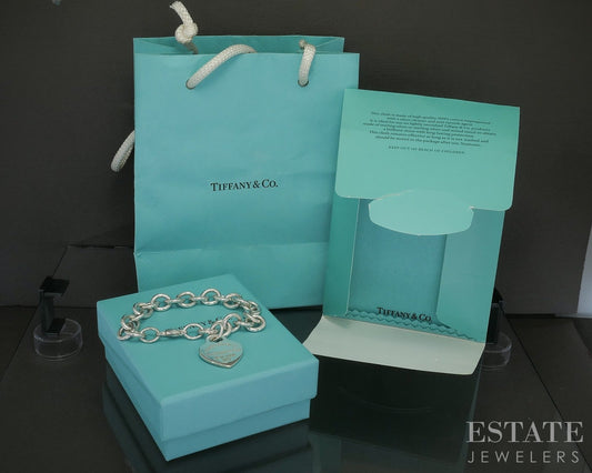 Sterling Silver Tiffany & Co. Return Heart Tag Ladies Bracelet 30g 6.75"L p27945