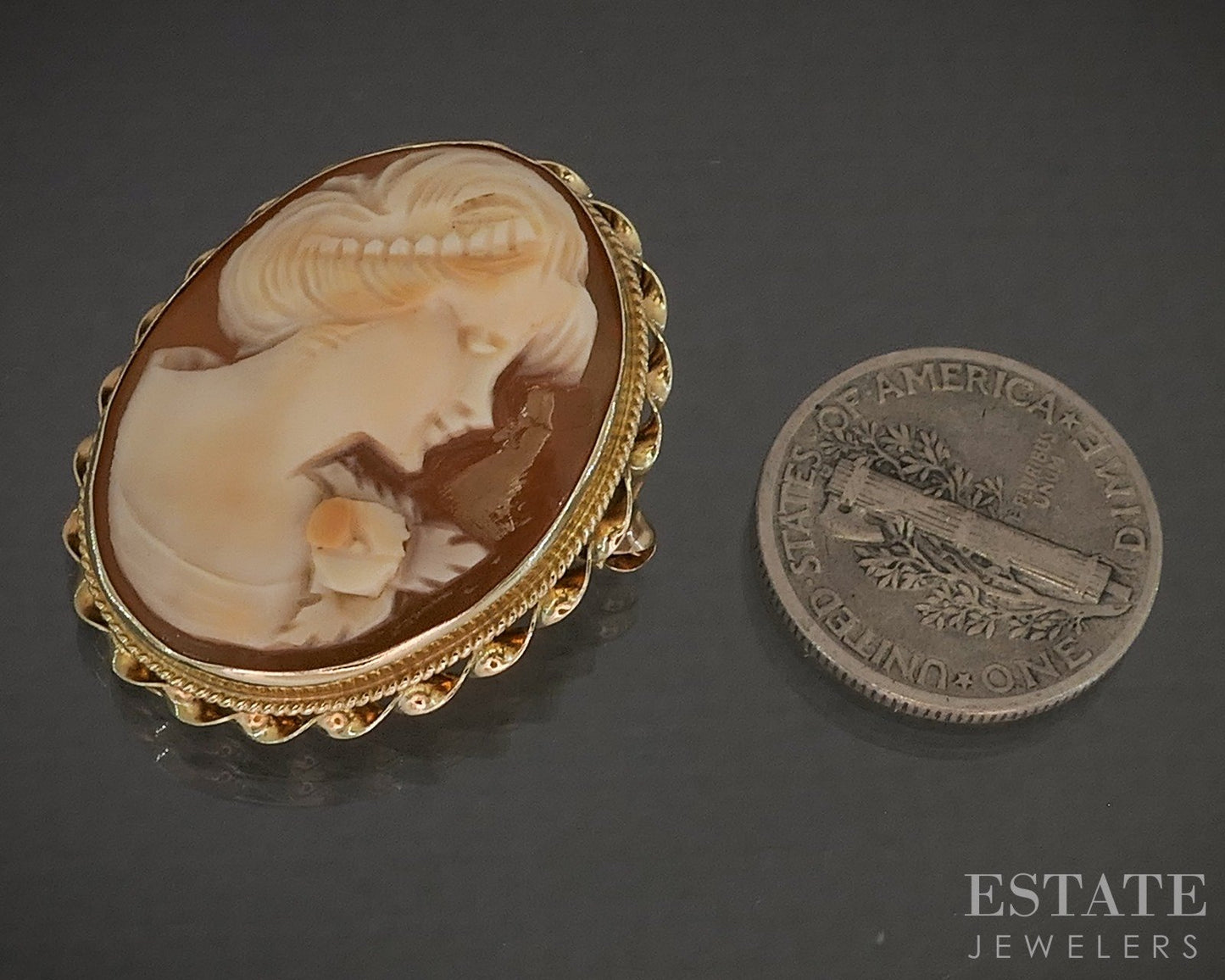 Antique Victorian 10k Yellow Gold Natural Cameo Pin Pendant 4.3g p27989