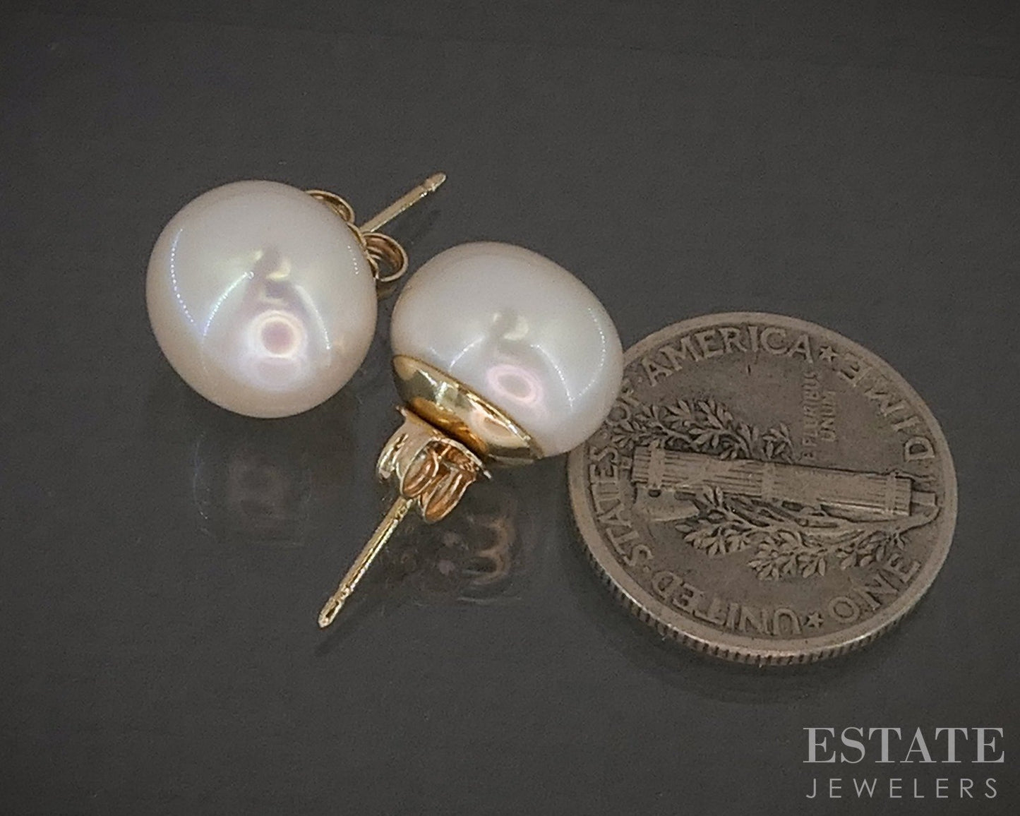 14k Yellow Gold Honora 10.5mm Freshwater Pearl Stud Earrings p28038