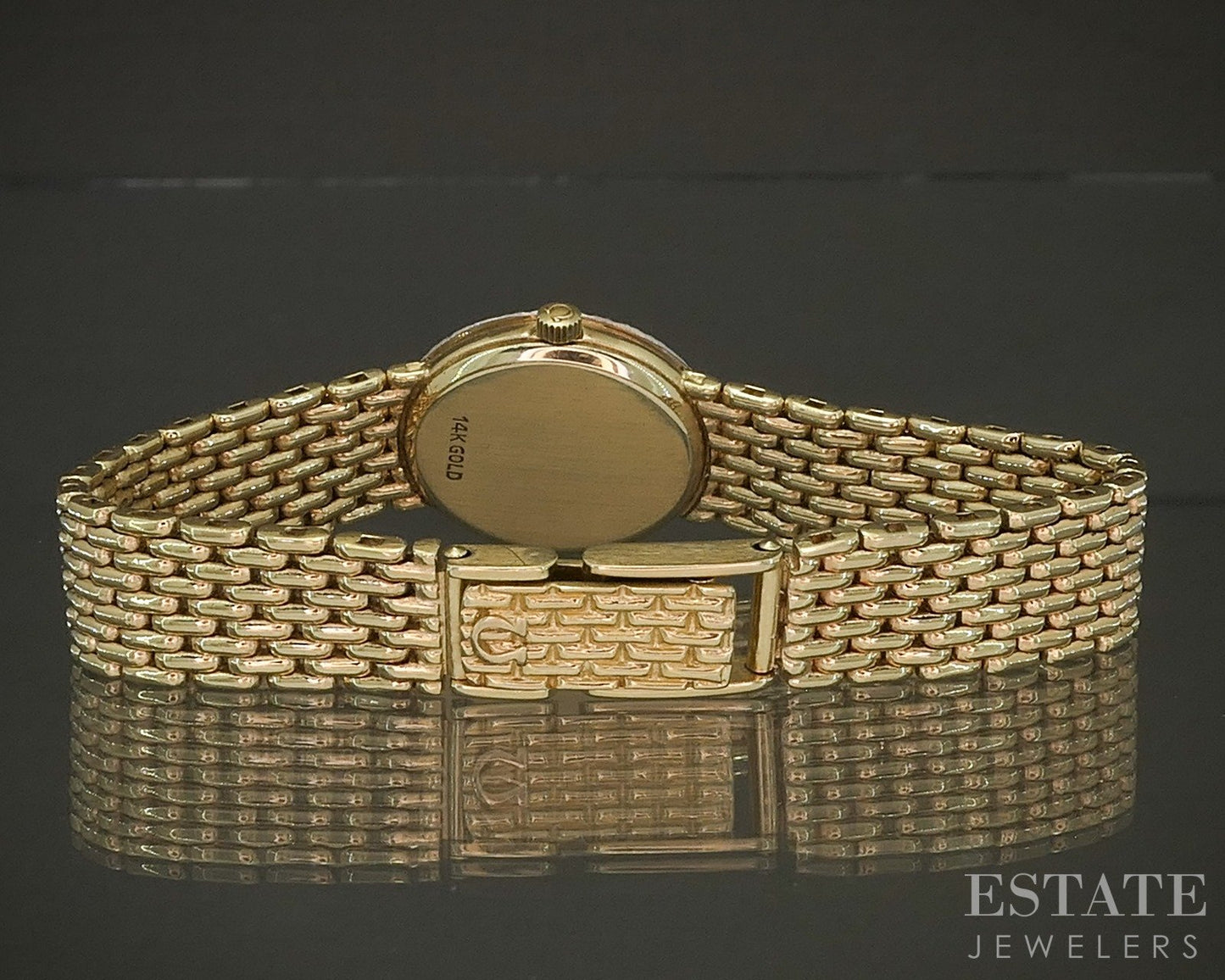 1985 Omega 14k Yellow Gold Natural Diamond Link Ladies Watch 30.9g p27781