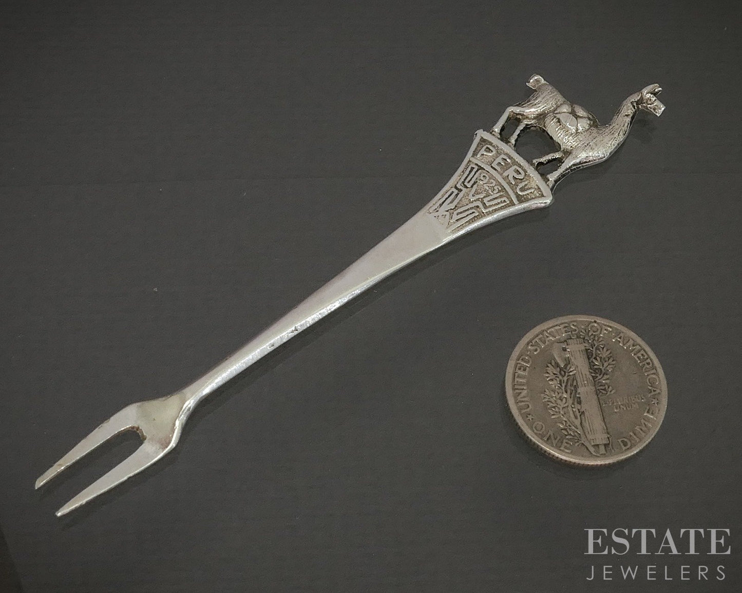 Vintage Sterling Llama Alpaca Peruvian Cocktail Fork 4.2g p28211