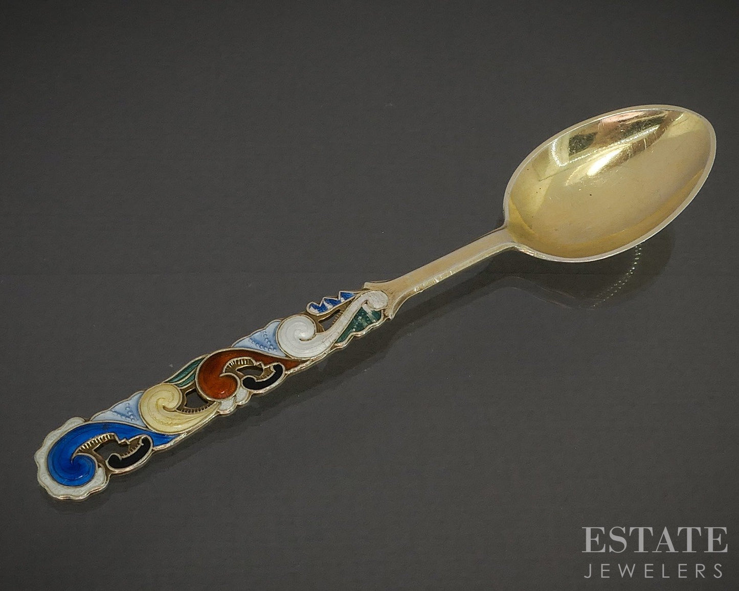 Vintage Sterling Noryway Oystein Balle Enameled Tea Spoon 9.5g p28212