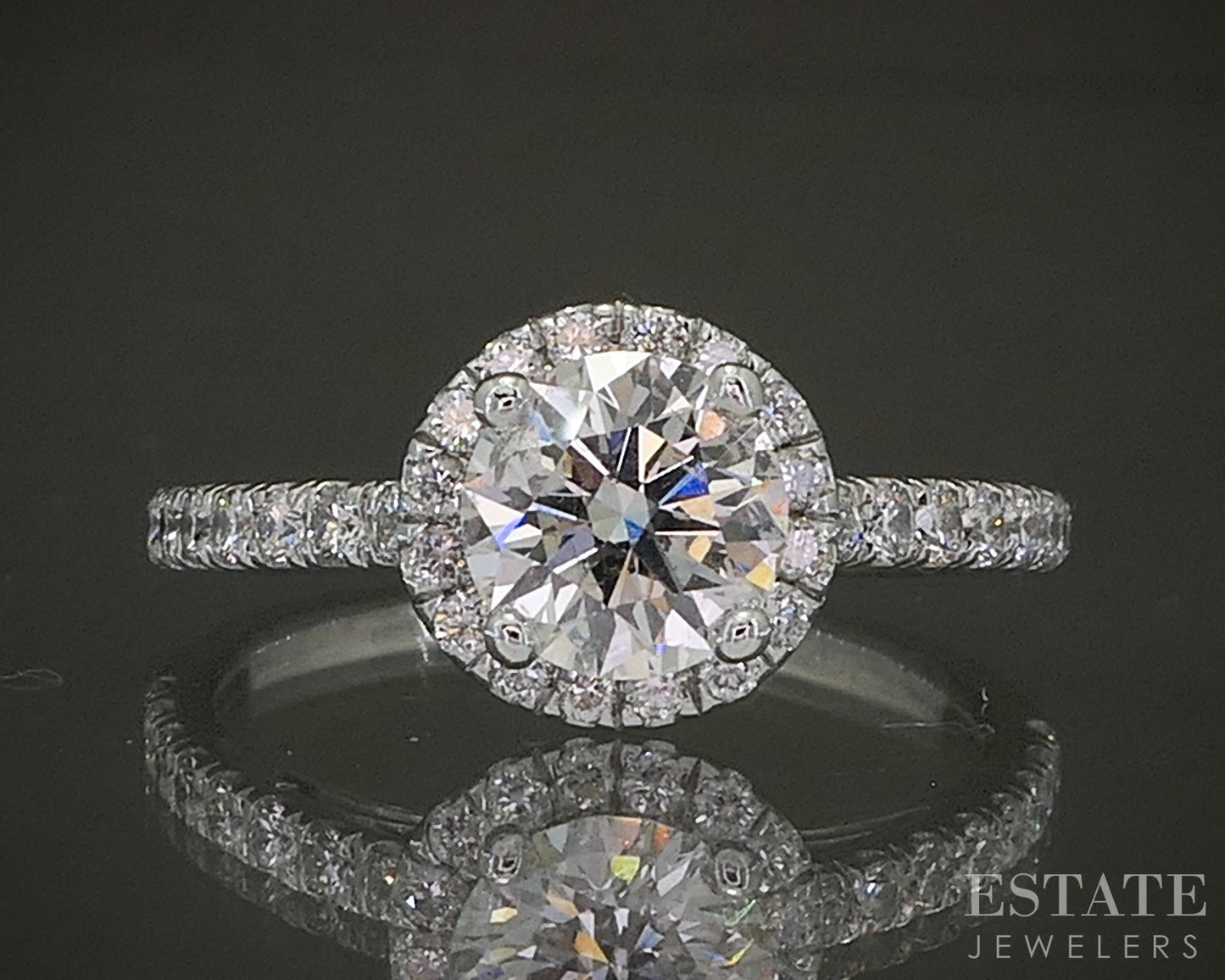 14k White Gold Gabriel & Co. Natural 1.31ctw Diamond Halo Engagement Ring p26262