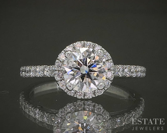 14k White Gold Gabriel & Co. Natural 1.31ctw Diamond Halo Engagement Ring p26262