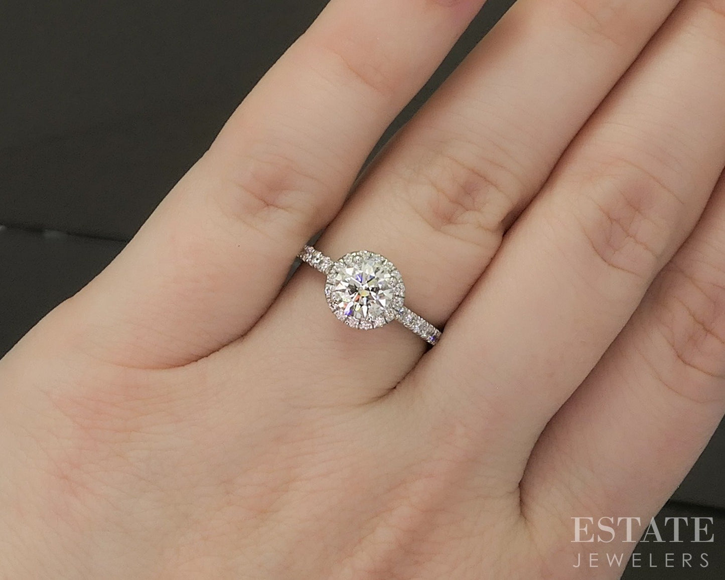14k White Gold Gabriel & Co. Natural 1.31ctw Diamond Halo Engagement Ring p26262