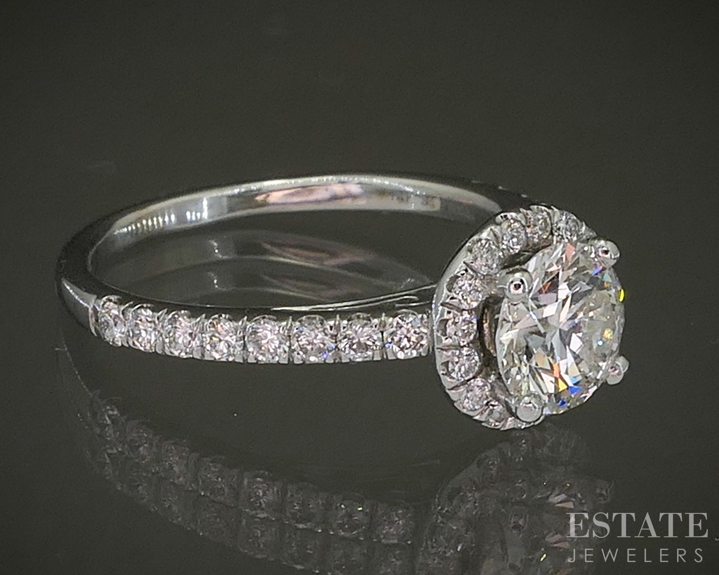 14k White Gold Gabriel & Co. Natural 1.31ctw Diamond Halo Engagement Ring p26262
