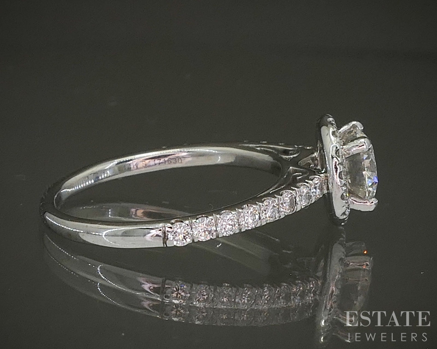 14k White Gold Gabriel & Co. Natural 1.31ctw Diamond Halo Engagement Ring p26262