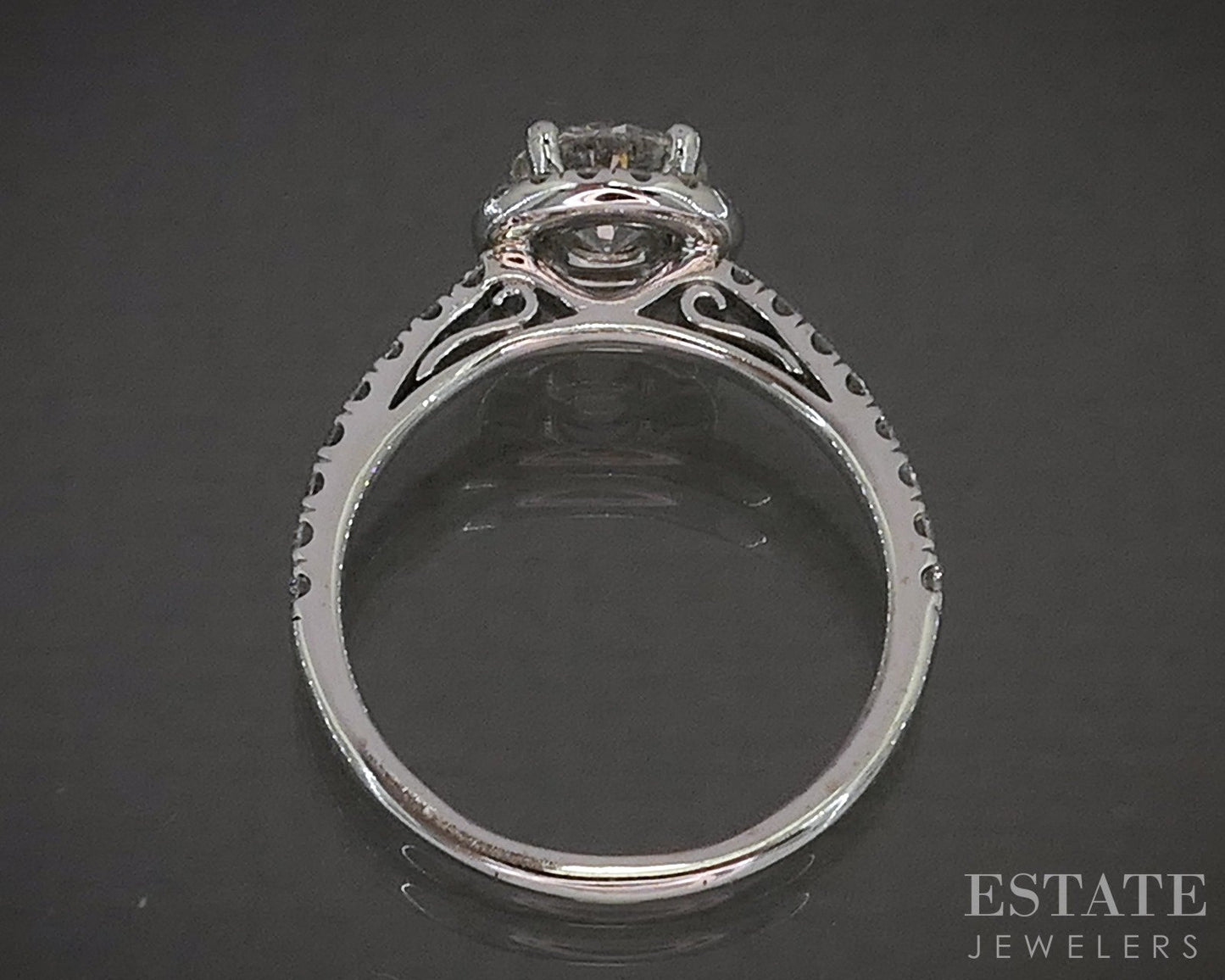 14k White Gold Gabriel & Co. Natural 1.31ctw Diamond Halo Engagement Ring p26262