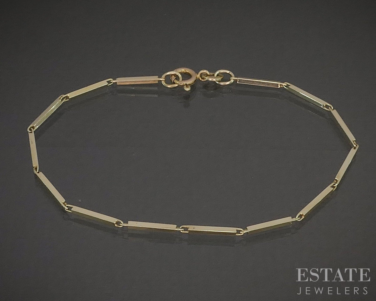14k Yellow Gold 1mm Bar Chain Link Ladies Bracelet 3.2g 7"L p27996