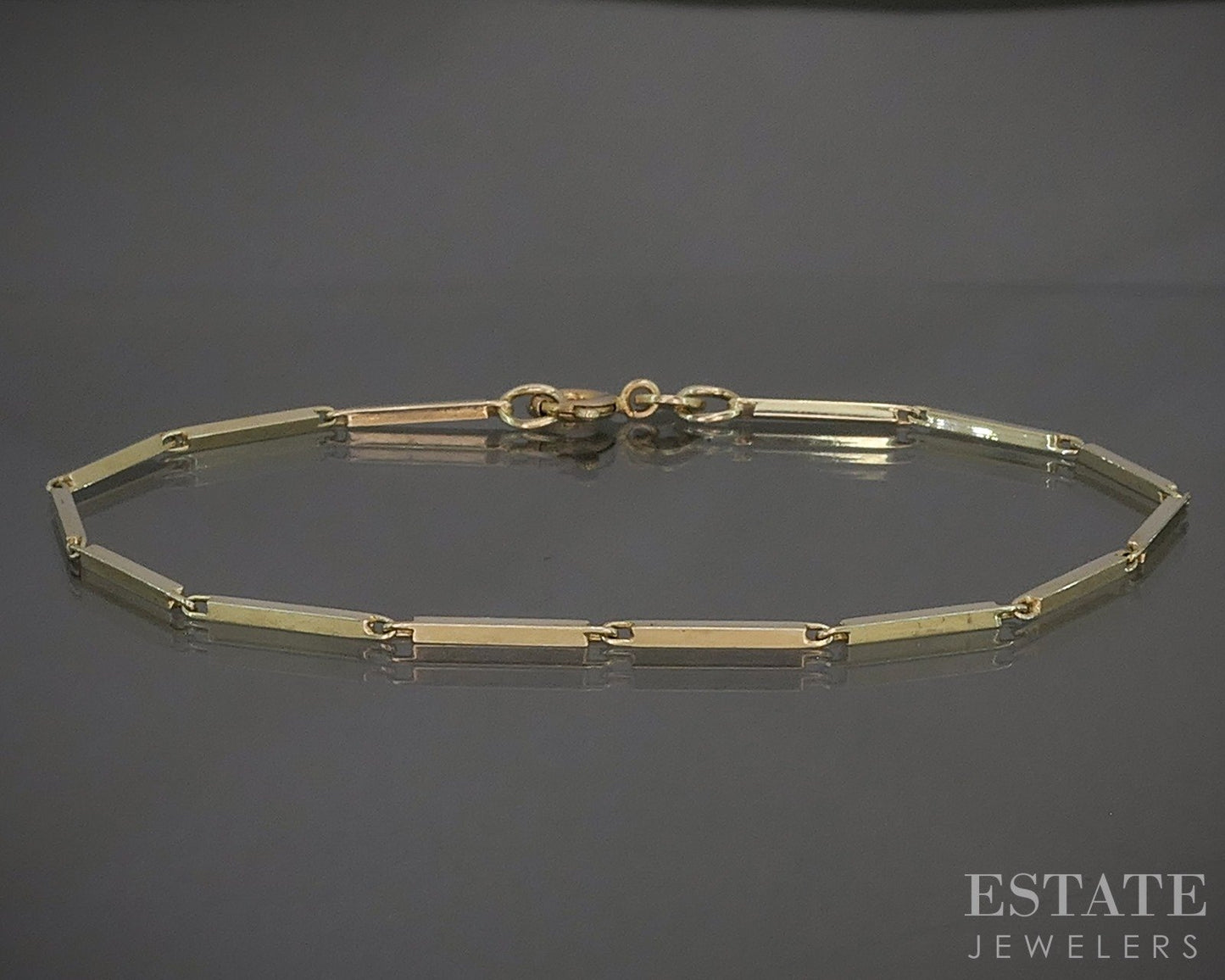 14k Yellow Gold 1mm Bar Chain Link Ladies Bracelet 3.2g 7"L p27996