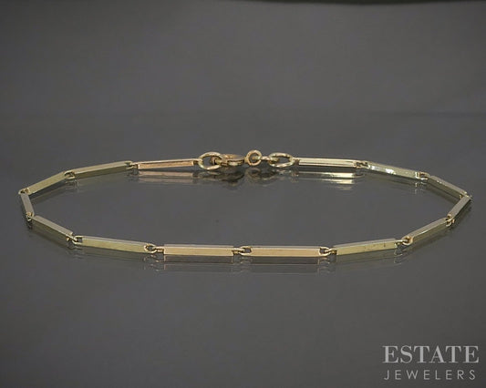 14k Yellow Gold 1mm Bar Chain Link Ladies Bracelet 3.2g 7"L p27996