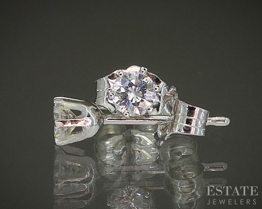 14k White Gold Round Natural .25ctw Diamond Stud Earrings p28041