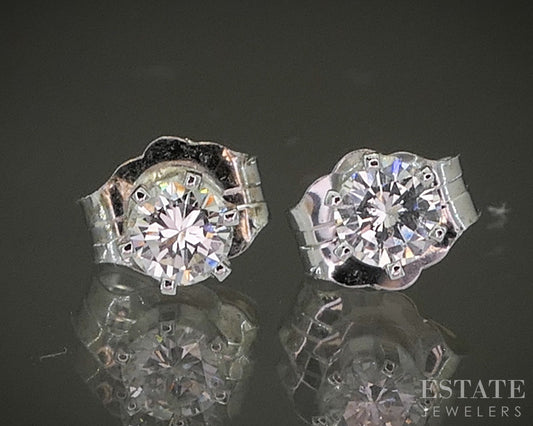 14k White Gold Round Natural .25ctw Diamond Stud Earrings p28041