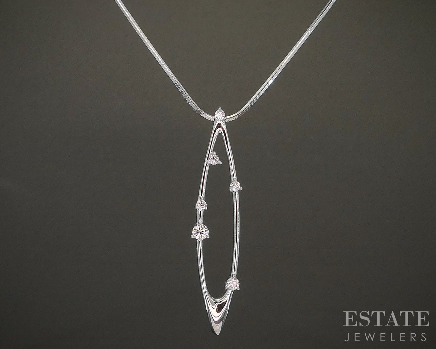 14k White Gold Na Hoku Natural .27ctw Diamond Celestial Necklace 8g 18"L p27555