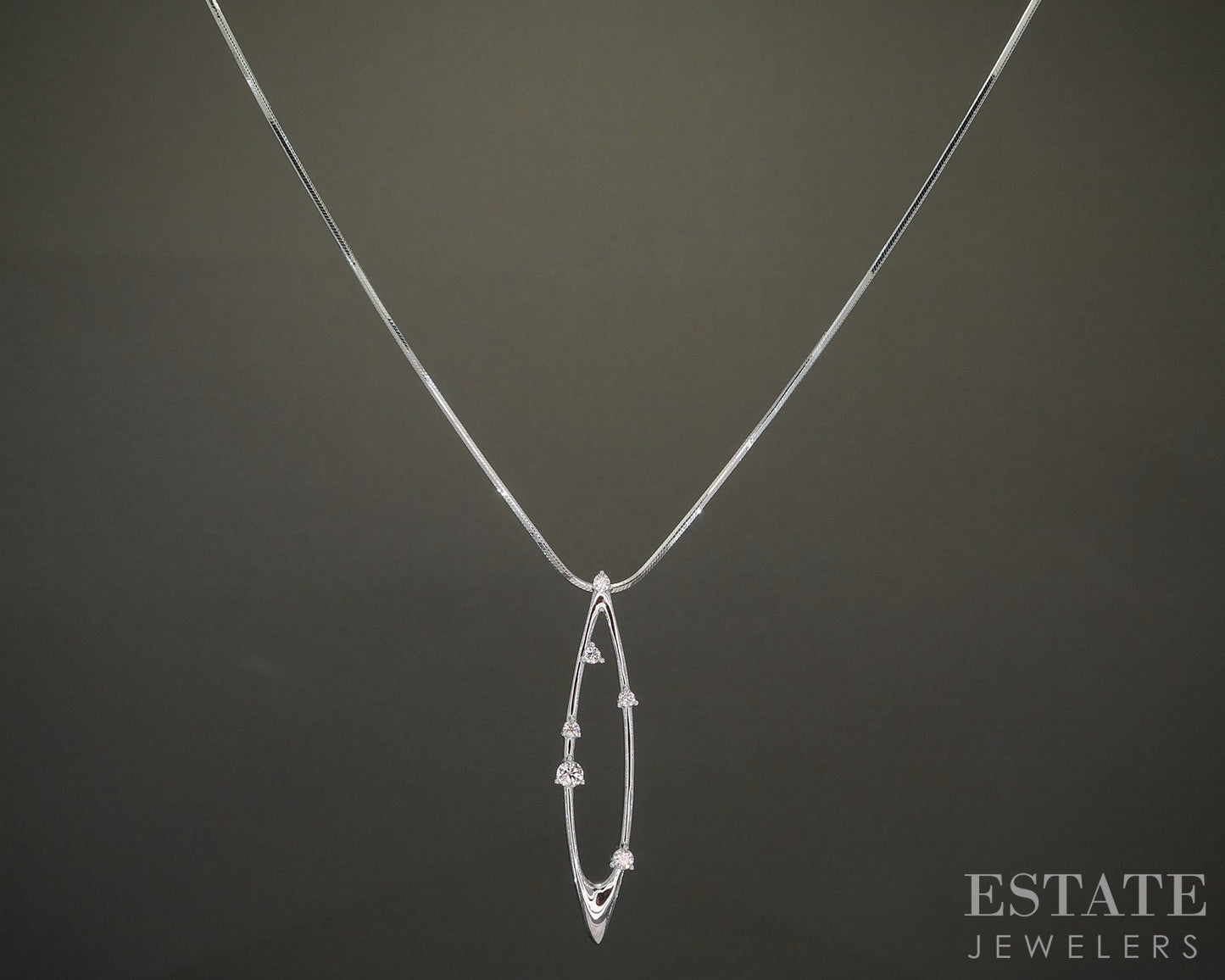 14k White Gold Na Hoku Natural .27ctw Diamond Celestial Necklace 8g 18"L p27555