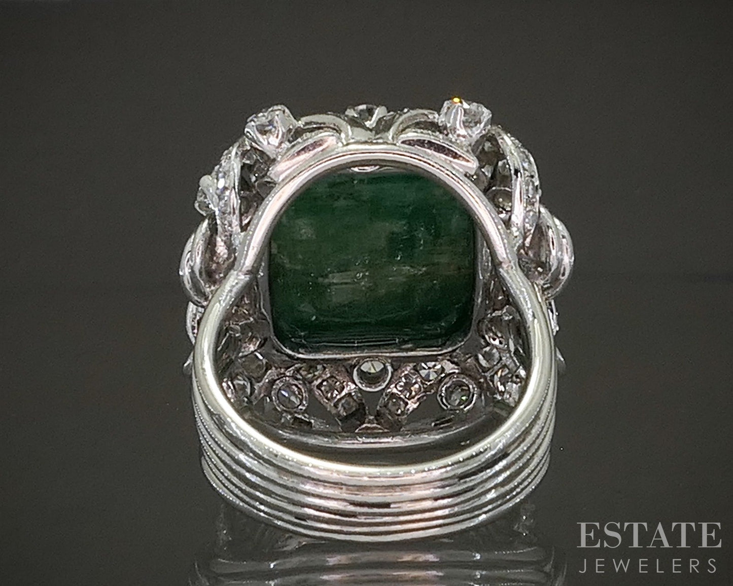 Vintage Platinum Natural 10.5ct Emerald & Diamond Cocktail Ring 17.6g p24585