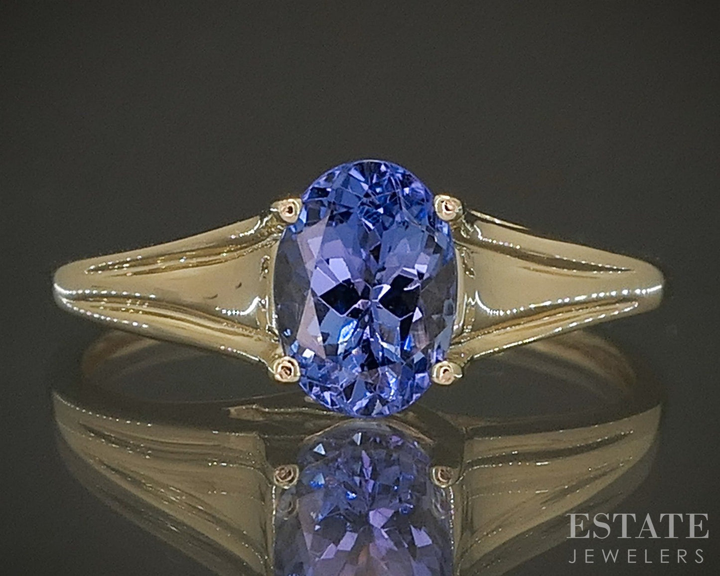 14k Yellow Gold Oval Natural .75ct Tanzanite Solitaire Ladies Ring 1.9g p25598