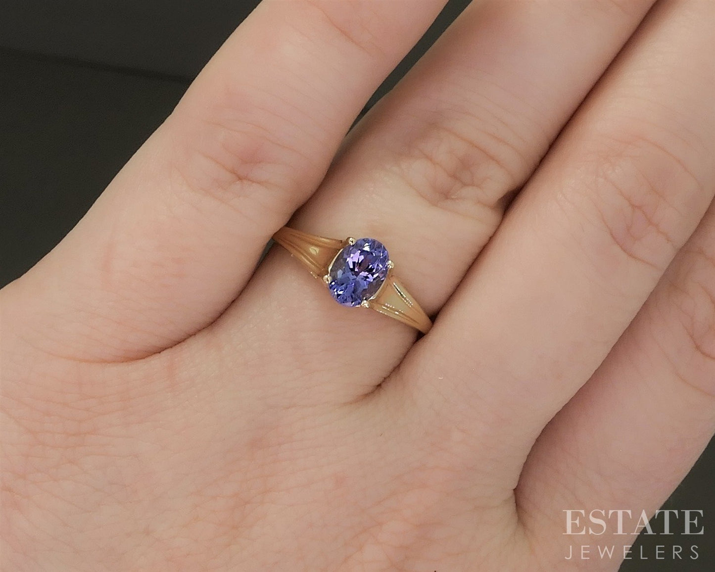 14k Yellow Gold Oval Natural .75ct Tanzanite Solitaire Ladies Ring 1.9g p25598
