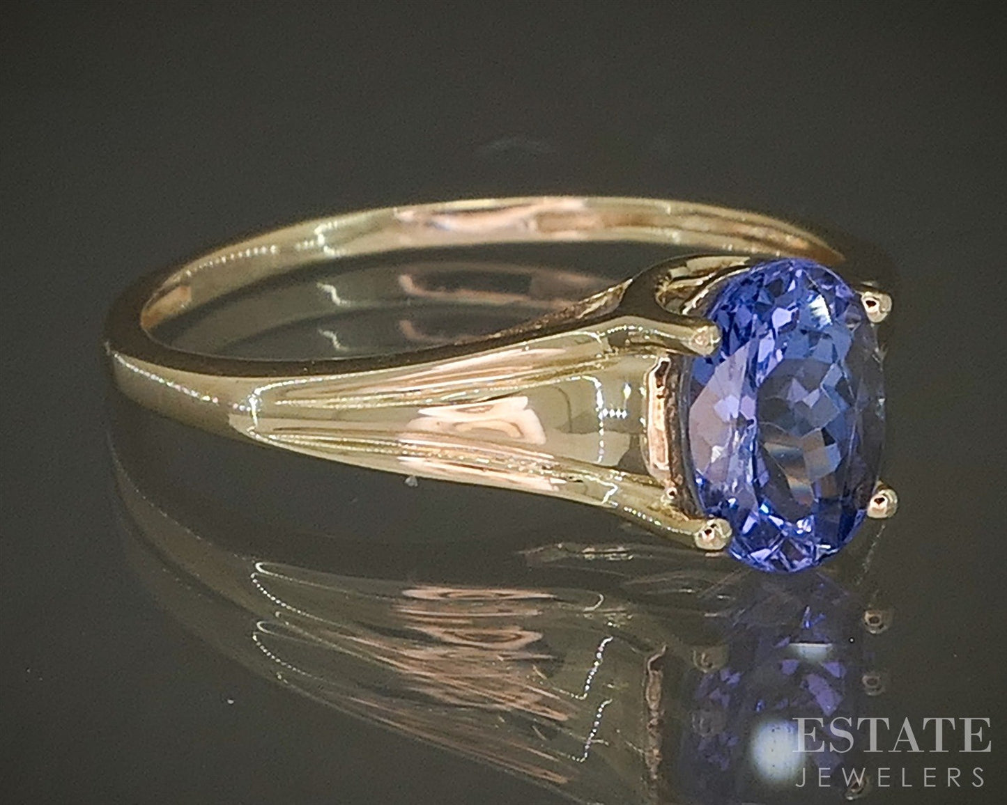 14k Yellow Gold Oval Natural .75ct Tanzanite Solitaire Ladies Ring 1.9g p25598