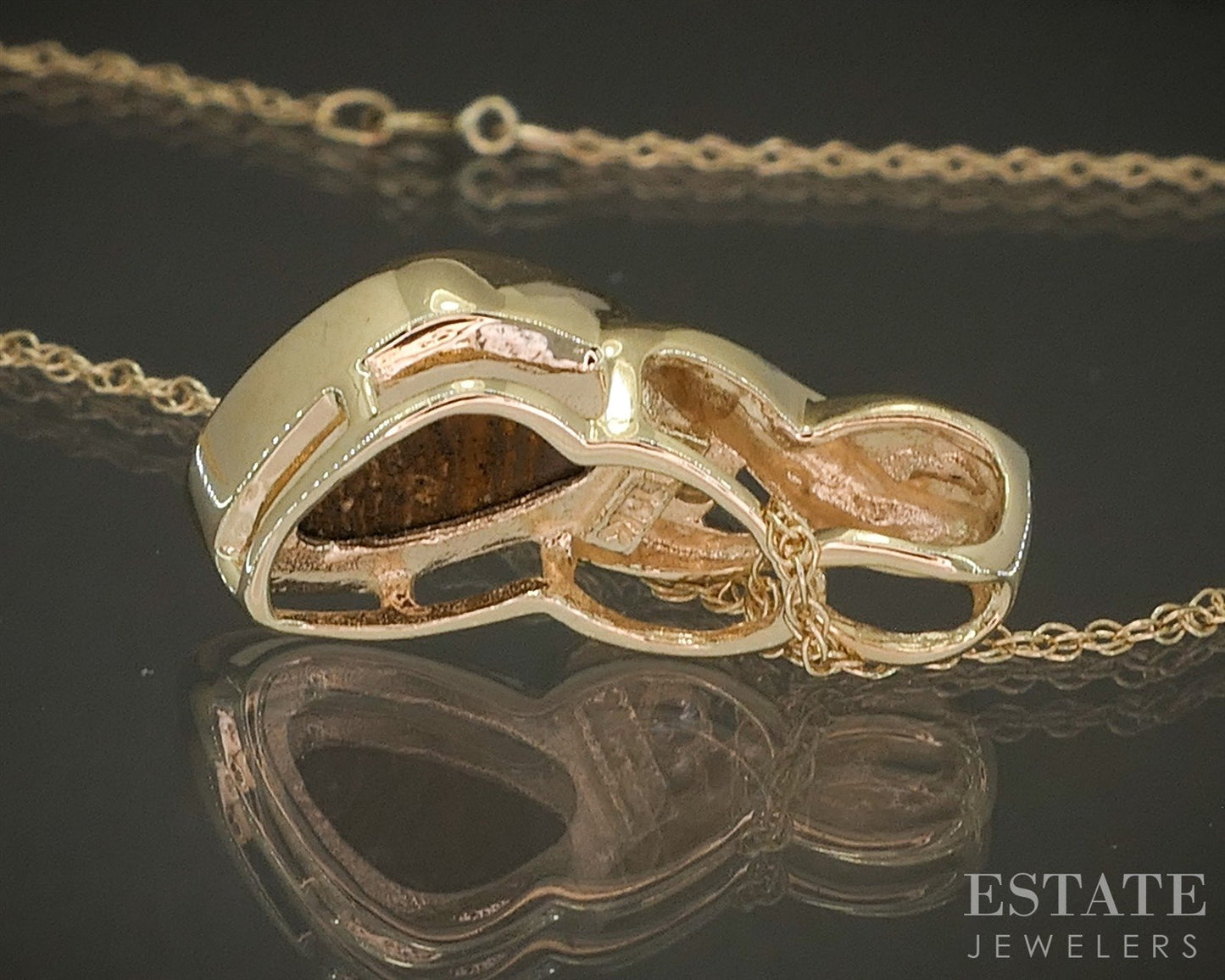 10k Yellow Gold Natural Boulder Opal & Diamond Ladies Necklace 2.4g 18"L p26106